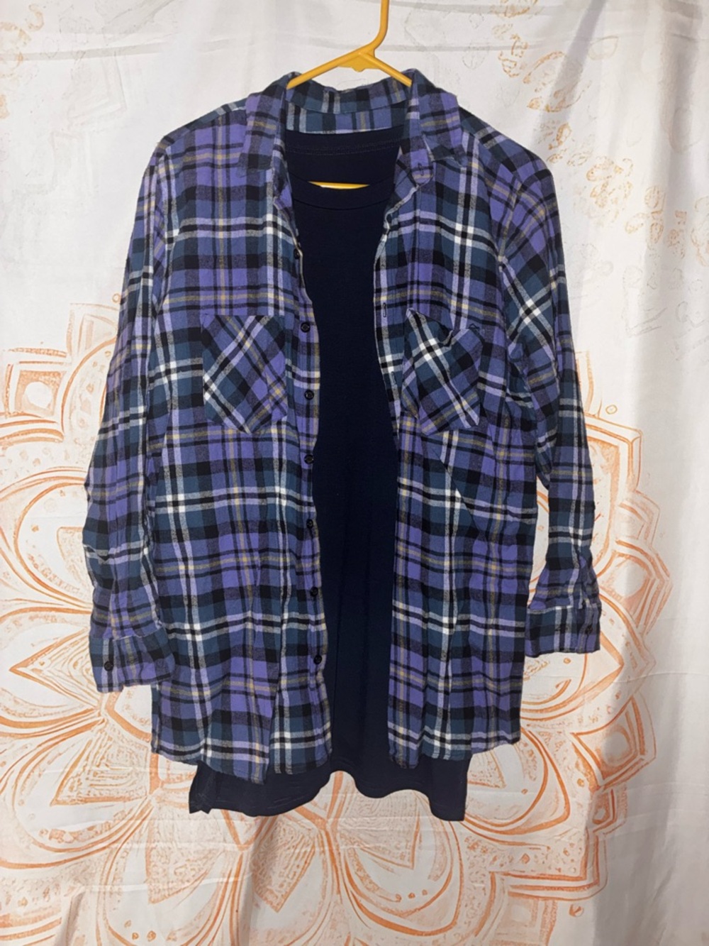 Inso Purple Plaid Button-Down Shirt Bundled w/ a Navy Tee